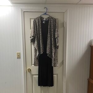 Leopard Print Cardigan with Brown Layering Dress